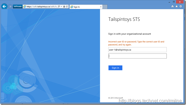 OOPS! Logging On To Tailspintoys ADFS Page With Bad Password