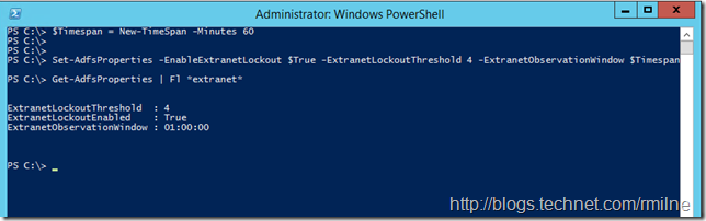Configuring Server 2012 R2 AD FS Extranet Lockout Settings