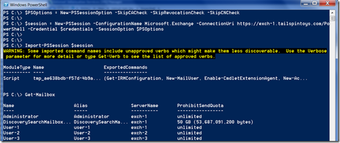 Cross Forest Remote PowerShell Sucessfully Connected