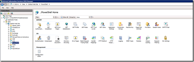 IIS7 Console Showing PowerShell Virtual Directory