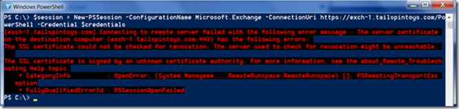 Cross Forest Remote PowerShell Certificate Issue