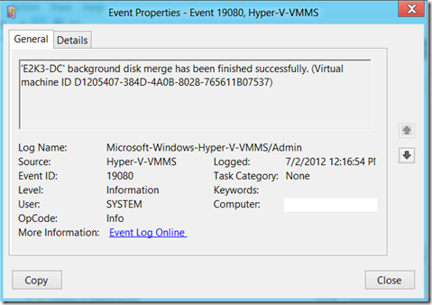 Hyper-V AVHD Merge Completed