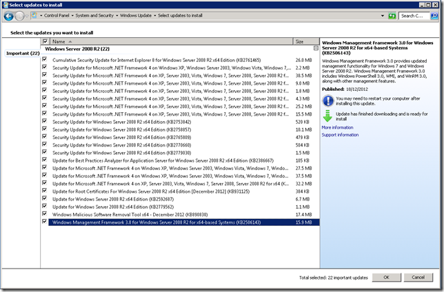 WSUS - Windows Management Framework 3.0 