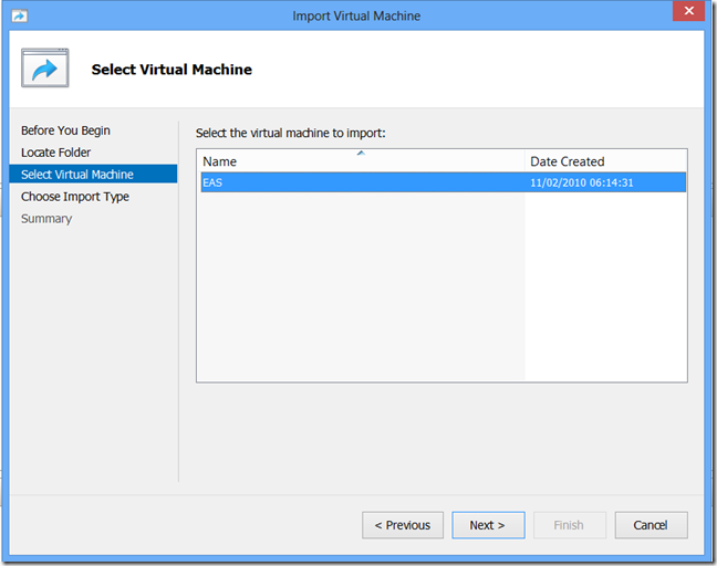 Hyper-V VVirtual Machine Import