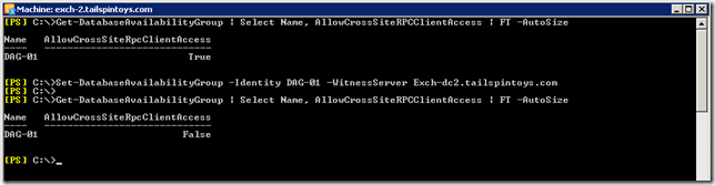 Exchange 2010 DAG - AllowCrossSiteRPCClientAccess Has Changed From Enabled to Disabled