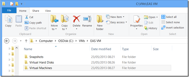 Hyper-V VM Copied to Destination Folder