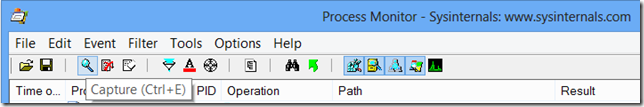 Process Monitor Showing Capture Option