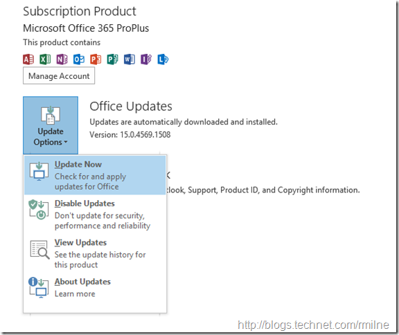 Office 2013 Click To Run Update Now