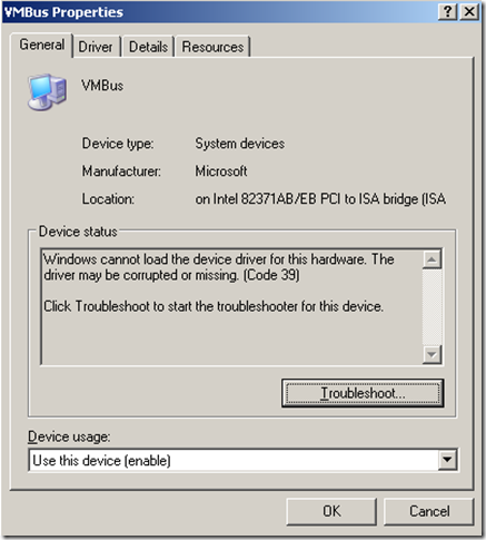 Windows cannot load the device driver for this hardware. The driver may be corrupt of missing (Code 39)