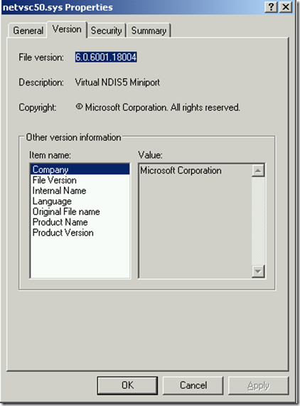Imported VM - Driver File Details
