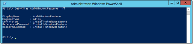 Windows Server 2012 Add-WindowsFeature Alias