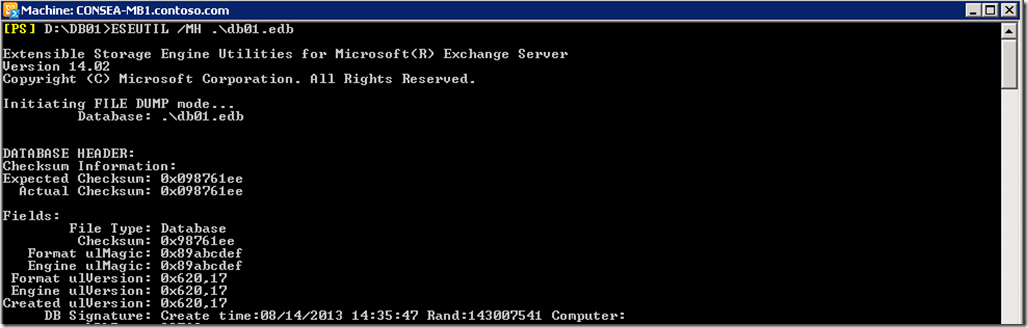 Exchange 2010 Database GUID = 143007541