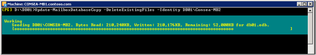 Exchange 2010 Re-Seeding Database Copy Using PowerShell