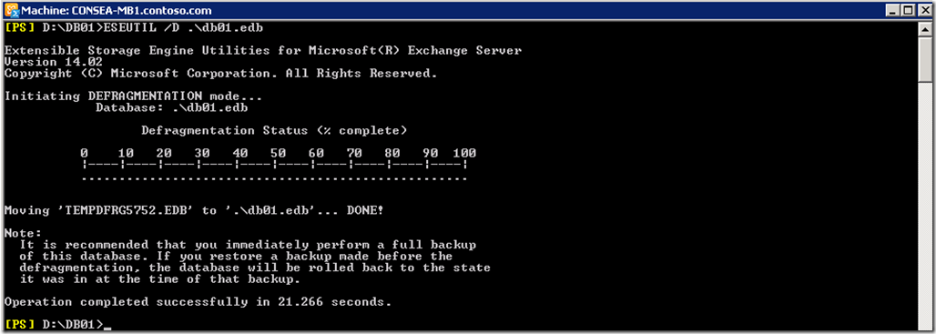 Exchange 2010 Offline Defragmenting DAG Database