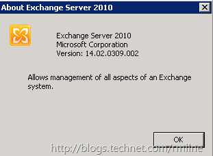 Exchange 2010 Help About Build Information
