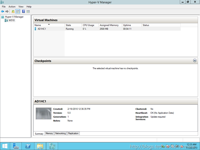 Windows 2012  R2 Hyper-V Manager - Comverted VM Now Running