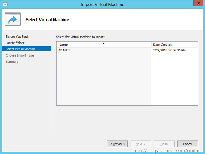 Windows 2012  R2 Hyper-V Manager - Import Converted VM