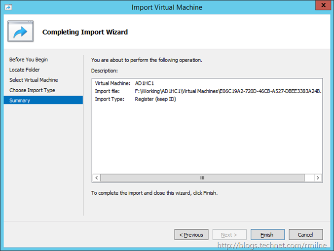 Windows 2012  R2 Hyper-V Manager - Import Converted VM