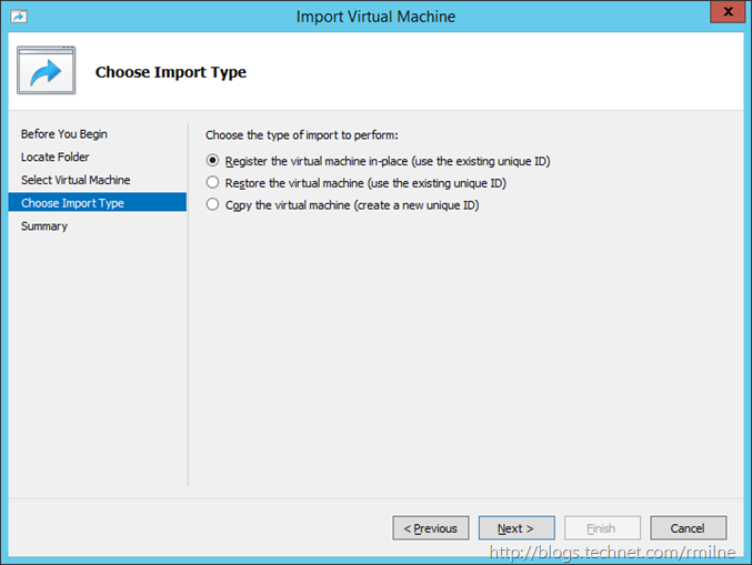 Windows 2012  R2 Hyper-V Manager - Import Converted VM