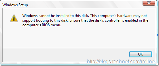 Install Windows 2012 Into VHD - Ignore Error