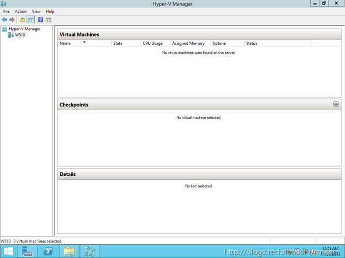 Windows 2012  R2 Hyper-V Manager