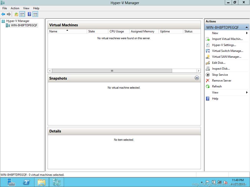 Windows 2012 - Empty Hyper-V Manager