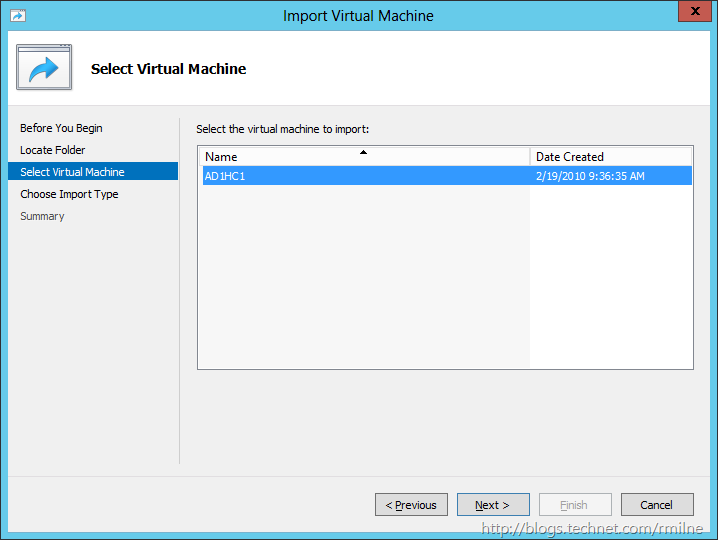 Windows 2012 - Import VM