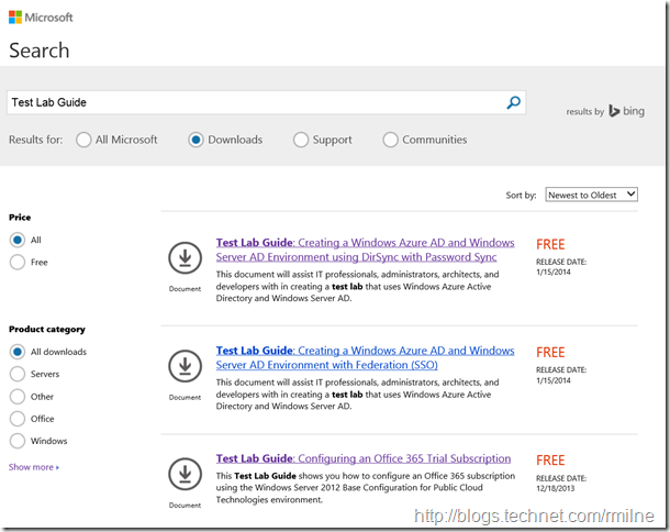 TechNet Test lab Guides - Office 365