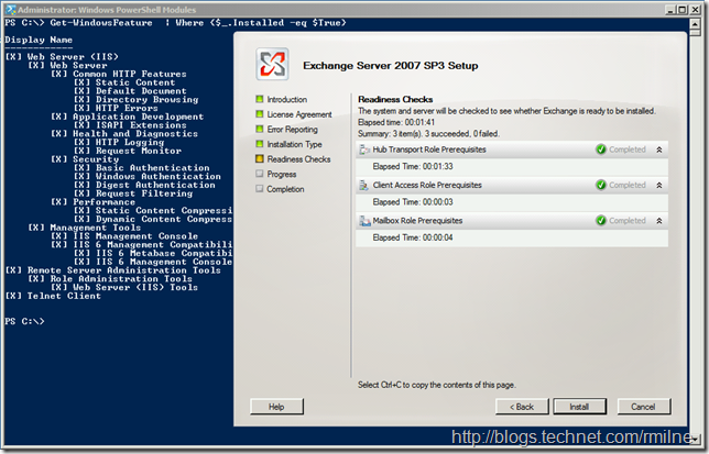 Exchange 2007 SP3 Readiness Check Now Passes - Note In Background RPC/HTTP Is Not Present