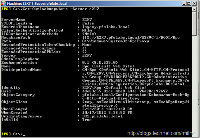 Exchange 2007 Outlook Anywhere NTLM Authentication Set