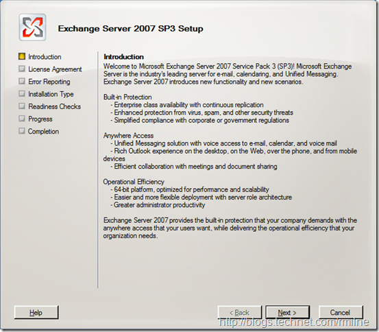 Exchange 2007 SP3 Install