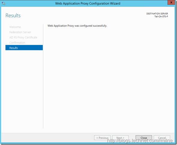 Windows 2012 R2 ADFS Proxy Configuration Complete