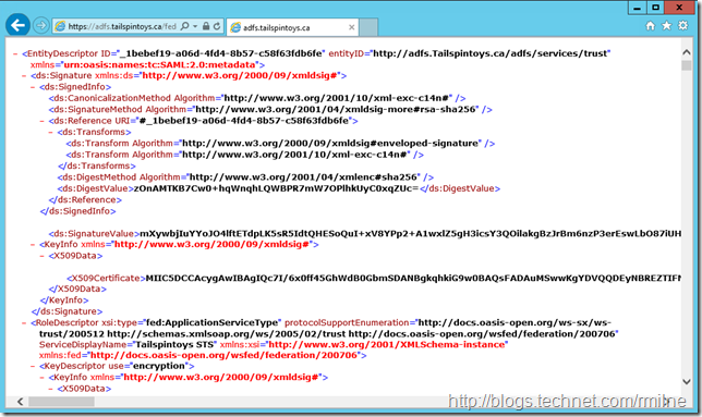 Testing ADFS Federation Metadata