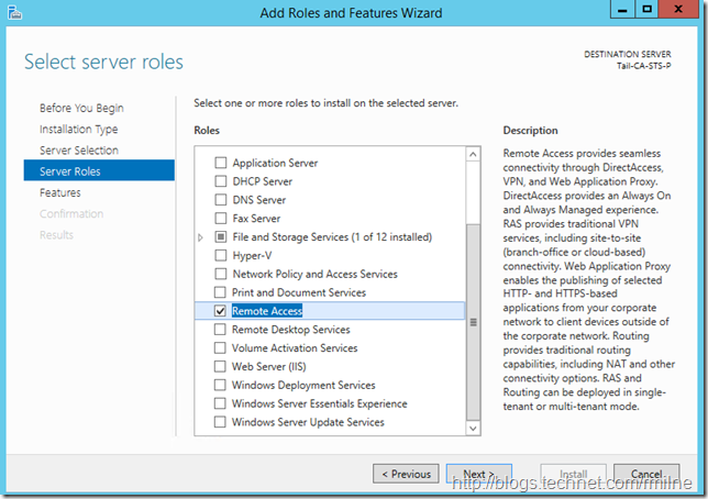 Installing Windows 2012 R2 Remote Access Role Service