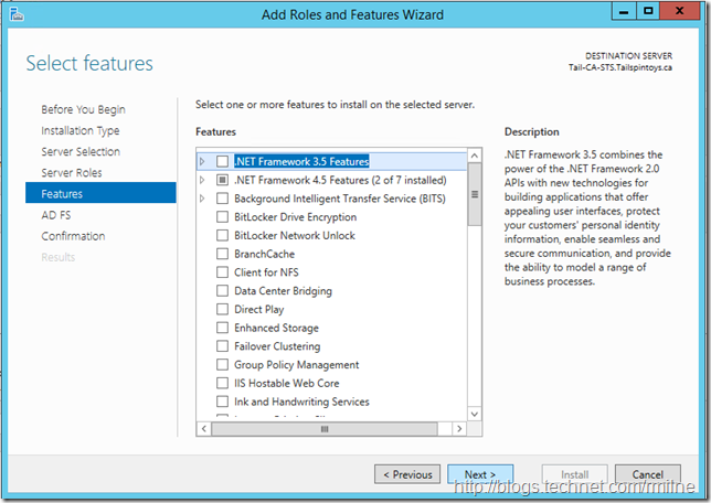 ADFS 2012 R2 Role Installation