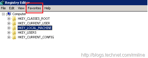 Registry Editor Favourites Menu - Hidden In Plain Sight