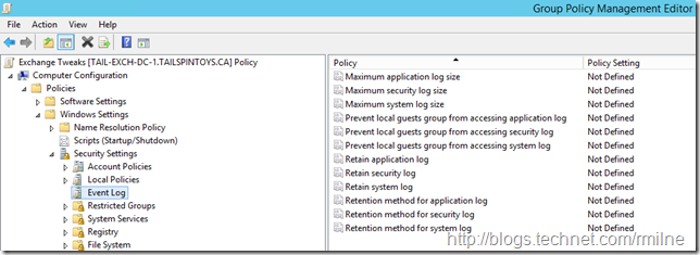 Group Policy Object (GPO) To Control Event Log Configuration