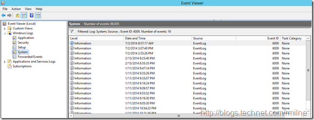 Using EventID 6009 To Show Server Restart Dates