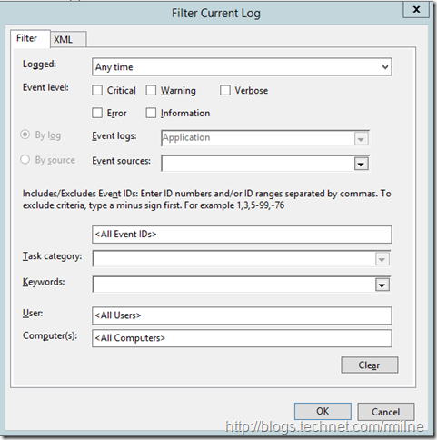 Standard Filtering Options