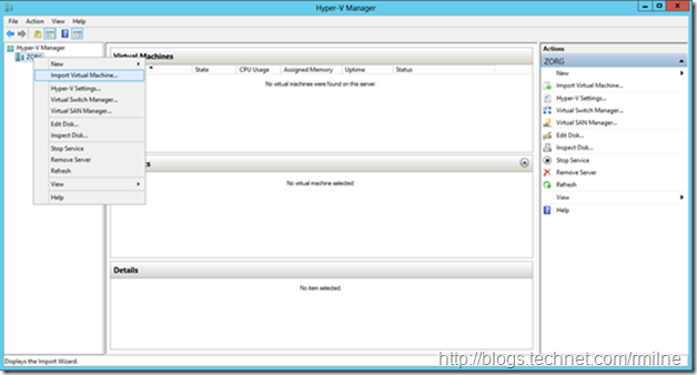 Importing 2012 R2 Into 2012 Using Hyper-V Manager
