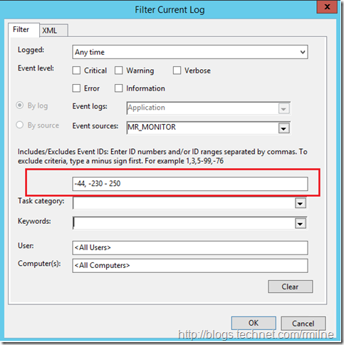 Filtering Out Unwanted EventIDs - Individual Plus A Range