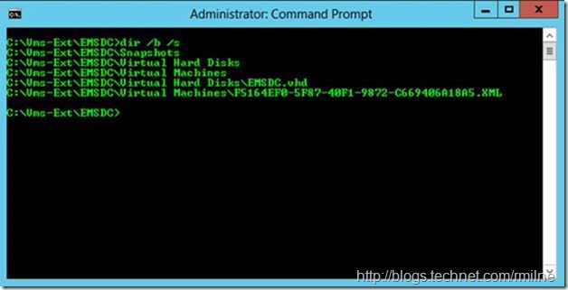 Server 2012 R2 Virtual Machine Directory Structure - Cmd Prompt