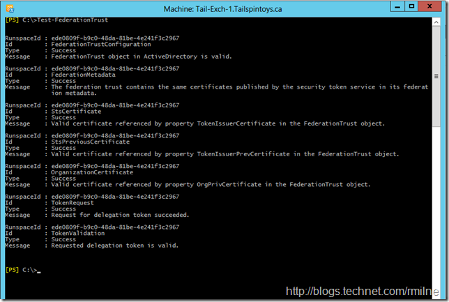 Running Test-FederationTrust After Updating Metadata