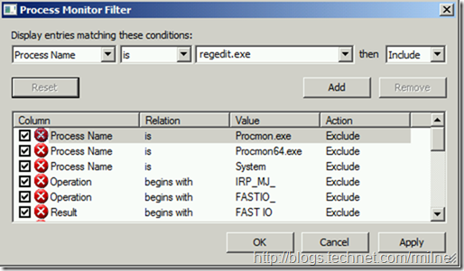 Process Monitor Filter
