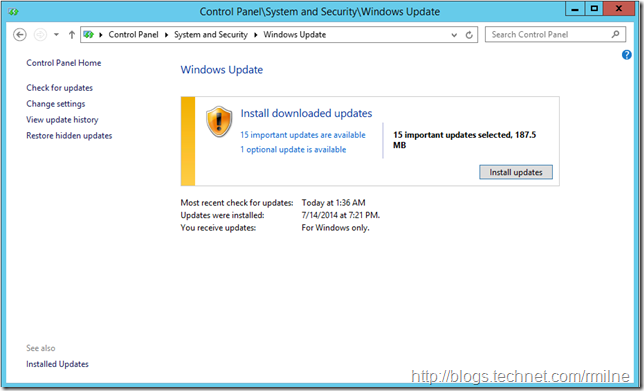 Windows Update - Pending Updates