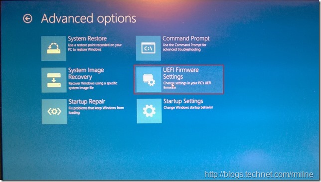 Reboot Into UEFI BIOS - Choose UEFI Firmware Settings