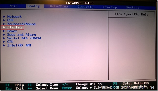 lenovo Thinkpad BIOS - Display Settings
