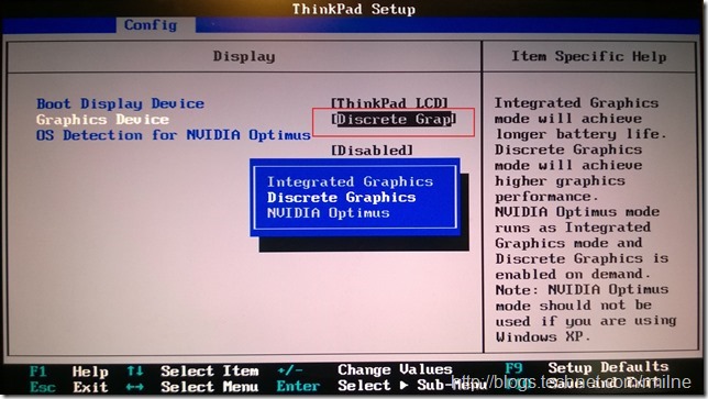 lenovo Thinkpad BIOS - Display Choices