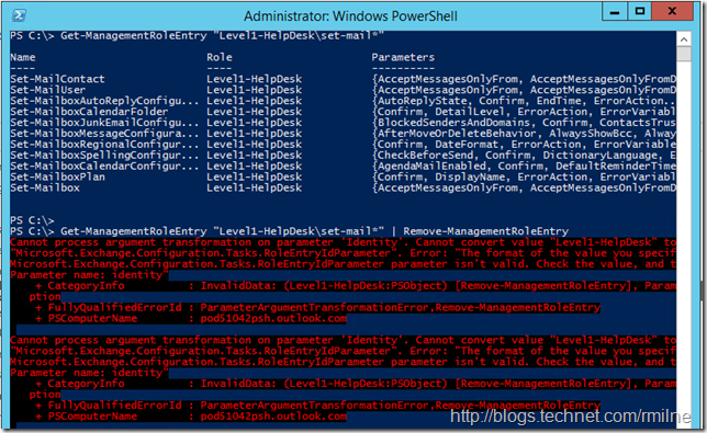 Remove-ManagementRoleEntry - Errors When Piping To Remove-ManagementRoleEntry