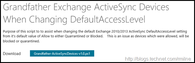 Download ActiveSync Script To Allow All Currently Synchronising Devices